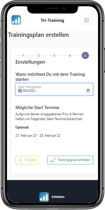 Trainingsplan Starttermin